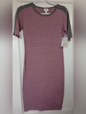 LuLaRoe Heather Mauve Dress with Gray Trim NWT